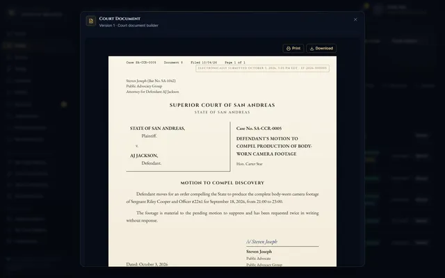 Filed document with docket stamp