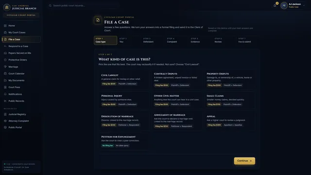 File a Case wizard