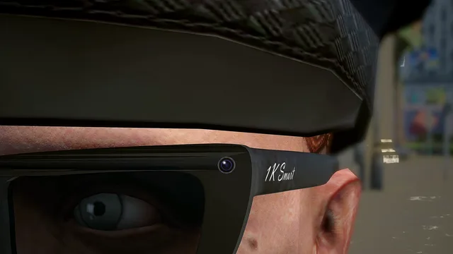 Recessed camera lens built into the frame corner