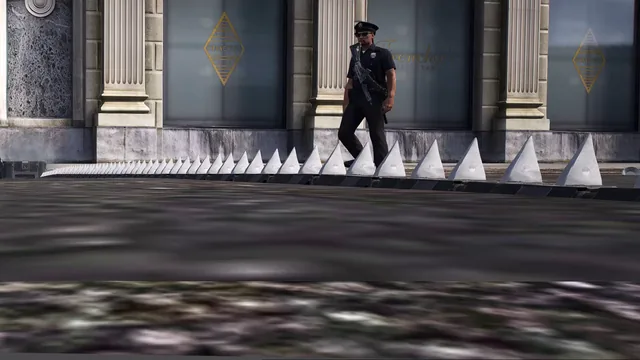 Hardened steel spikes, flat on the road